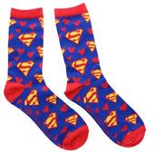 Superman Red and White Hearts Junior Crew Socks