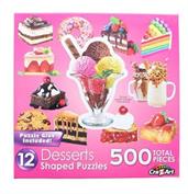 Dessert Delights | 12 Mini Shaped Jigsaw Puzzles | 500 Color Coded Pieces