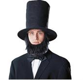 Abraham Lincoln Men's Costume Hat with Beard - Black