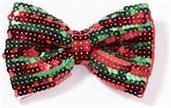 Christmas Sequin Costume Bow Tie: Red & Green