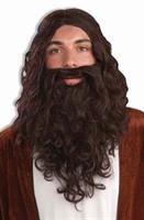 Biblical Wig and Beard Costume Accessory Set: Brown