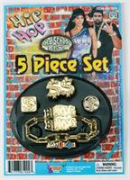 Hip Hop Big Daddy Bling 5 Piece Costume Jewelry Set