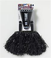 Cheerleader Pom Pom and Megaphone Costume Accessory Set: Black