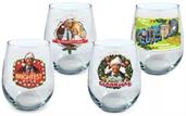 National Lampoon's Christmas Vacation Merry Clarkmas 21oz Stemless Glass 4-Pack