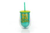 Bad Ass Bitch Plastic Wine Tumbler Cup With Lid & Straw | Holds 12 Ounces