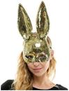 Bedazzled Gold Mirror Bunny Mask Adult Costume Accessory