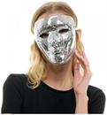 Bedazzled Silver Mirror Face Mask Adult Costume Accessory