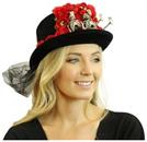 Day of the Dead Skeleton Couple Adult Costume Top Hat with Red Roses