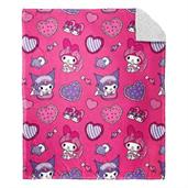 Sanrio My Melody and Kuromi Pillow Fight Sherpa Throw Blanket | 50 x 60 Inches
