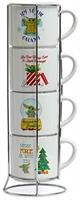 Star Wars Grogu Holiday Cuteness 4-Piece 10oz Stackable Ceramic Mug Set
