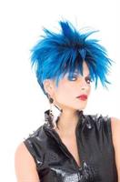 Punk Girl Blue & Black Adult Costume Wig