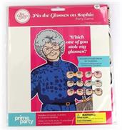 The Golden Girls Pin the Glasses on Sophia Party Game | Poster: 19.5" x 27.5", Includes 12 glasses (stickers) and one polyester blindfold.