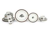 Jurassic Park Logo 16-Piece Ceramic Dinnerware Set Replica | Plates, Bowls, Mugs