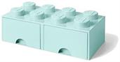 LEGO Brick Drawer, 8 Knobs, 2 Drawers, Stackable Storage Box, Mint Green
