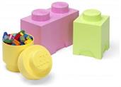 LEGO 3-Piece Storage Brick Set | Yellow| Green | Light Purple