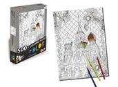 St. Basil's Cathedral 500 Piece Coloring Jigsaw Puzzle + 6 Markers