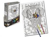 Elephant 500 Piece Coloring Jigsaw Puzzle + 6 Markers