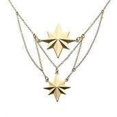 Marvel Captain Marvel Logo Gold 2 Tiered Pendant Necklace