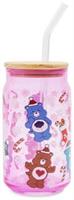 Care Bears Holiday Glass Tumbler With Bamboo Lid and Straw | Holds 16 Ounces