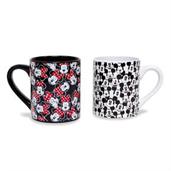Disney Mickey and Minnie Classic Allover Faces Ceramic Mugs | Set of 2