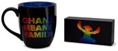 Disney Lilo & Stitch "Ohana Means Family" Rainbow Ceramic Mug and Box Sign Set