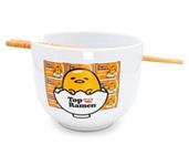 Sanrio Gudetama Top Ramen Japanese Dinner Set | 20-Ounce Ramen Bowl, Chopsticks