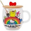 Sanrio Hello Kitty and Friends Rainbow Glass Mug With Lid and Spoon