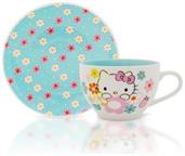 Sanrio Hello Kitty Floral Bone China Teacup and Saucer Set | Holds 7 Ounces