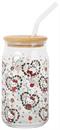 Sanrio Hello Kitty Fall Leaves 16-Ounce Glass Tumbler With Bamboo Lid and Straw