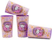 Sanrio Hello Kitty Flowers 4-Piece Plastic Cup Set | Each Holds 22 Ounces