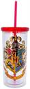 Harry Potter Hogwarts Crest Plastic Carnival Cup With Lid and Straw | 20 Ounces