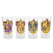 Harry Potter Hogwarts House Crests 16-Ounce Pint Glasses | Set of 4