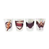 DC Comics Justice League Movie Logos 1.5-Ounce Mini Shot Glasses | Set of 4