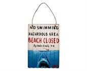 JAWS "Beach Closed" Corrugated Tin Sign | 12 x 16 Inches