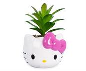 Sanrio Hello Kitty Face 3-Inch Ceramic Mini Planter with Artificial Succulent