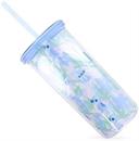 Disney Lilo & Stitch Floral Pattern 20oz Plastic Cold Cup w/ Lid and Straw