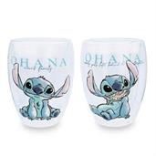 Disney Lilo and Stitch "Ohana Means Family" Floral Stemless Glasses | Set of 2