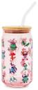 Disney Lilo & Stitch Holiday 16-Ounce Glass Tumbler With Bamboo Lid and Straw