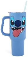 Disney Lilo & Stitch Face Stainless Steel Tumbler With Handle | Holds 40 Ounces