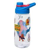 Marvel Spider-Man 20oz Hinged Handle Plastic Sports Bottle w/ Sticker Sheet