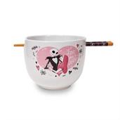 Disney The Nightmare Before Christmas Jack and Sally Ramen Bowl With Chopsticks