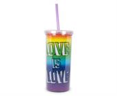 Love is Love Rainbow Carnival Cup With Glitter Lid And Straw | Holds 20 Ounces