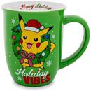Pokemon Santa Pikachu Wide-Rim Ceramic Latte Mug | Holds 16 Ounces