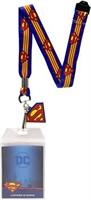 DC Superman Wrap-Around Logo Lanyard with Badge Holder and Charm