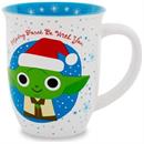 Star Wars Santa Yoda Wide-Rim Ceramic Latte Mug | Holds 16 Ounces