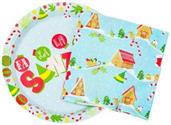 Elf Fa La La Santa Snow Icons 32 Piece Paper Napkin and Plate Party Pack