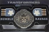 Transformers Masterpiece Rumble and Ravage Coin