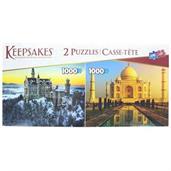 Set of 2 Keepsakes 1000 Piece Jigsaw Puzzles | Neuschwanstein Castle / Taj Mahal