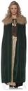 Women's Panne Renaissance Costume Cape w/ Faux Fur Trim - Green