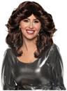 70's Feathered Adult Costume Wig | Brunette